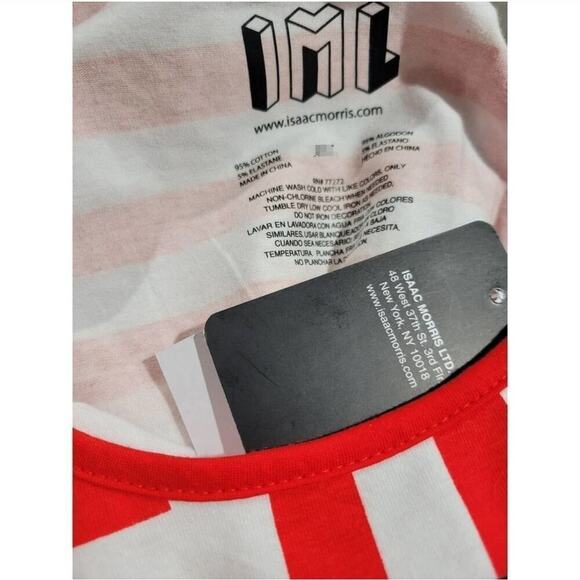 IML Isaac Morris Women’s USA Red White Striped Graphic Bodysuit Size XXL NWT - Picture 3 of 6